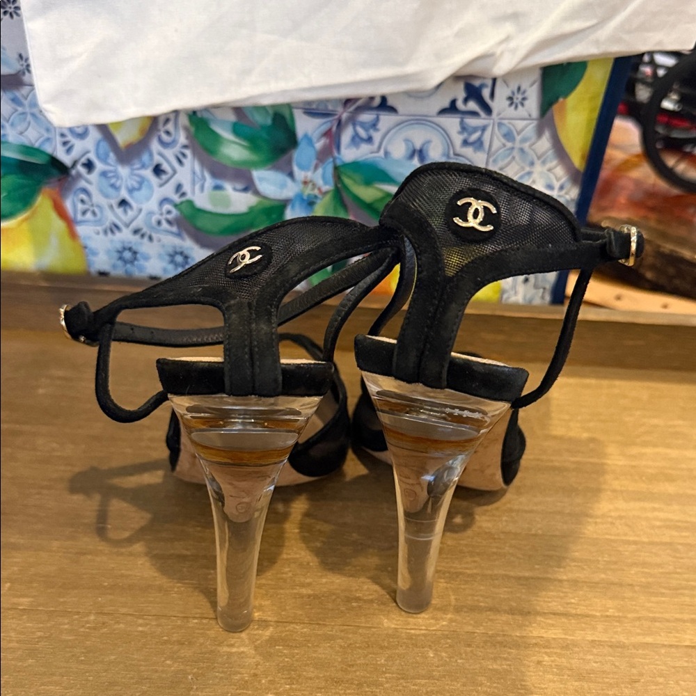 CHANEL Black Mesh Women's Heels - Picture 4 of 5